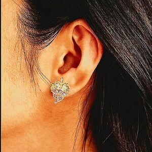 Gold tone grape earring posts